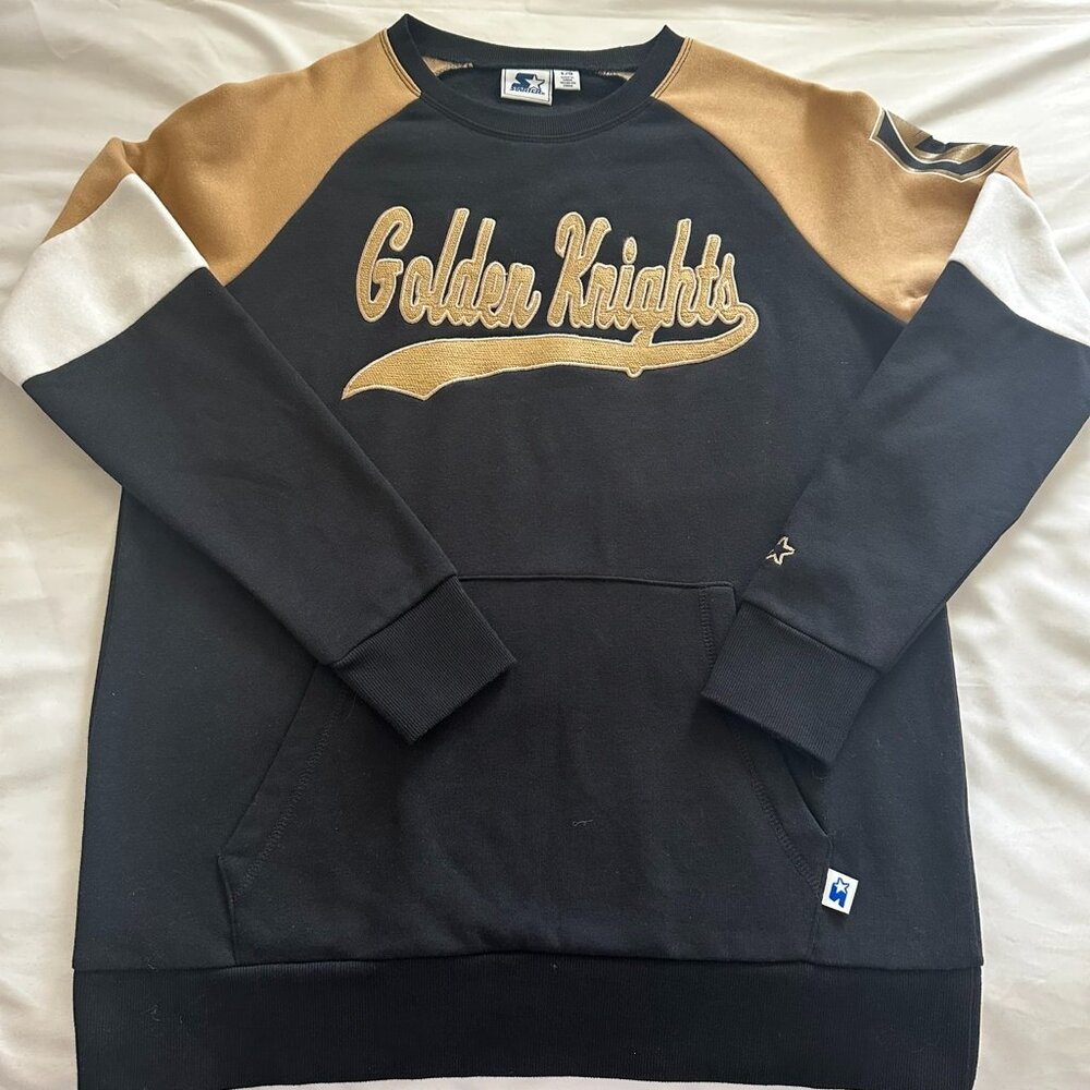 Starter Golden Knights Black & Gold Pullover Sweatshirt Size L  Description
